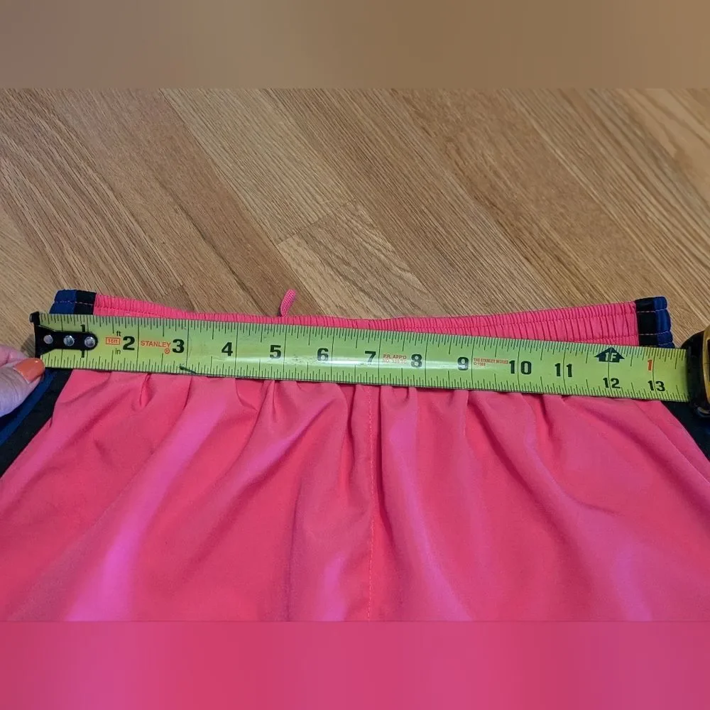 Women Nike Pink Blue Lined 2 in 1 Athletic Run Shorts Medium drawstring pocket